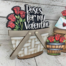 Load image into Gallery viewer, Rose Valentine For The Flower Basket Interchangeable File SVG, TINY, Floral, Roses, Valentine's, Tiered Tray, Glowforge, LuckyHeartDesignsCo