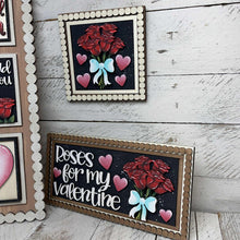 Load image into Gallery viewer, Rose Valentine Interchangeable Leaning Sign File SVG, Glowforge Flower, Roses, Tiered Tray, Love, Valentine's Day, LuckyHeartDesignsCo