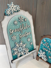 Load image into Gallery viewer, Snowflake Winter Tall Arch Sign Interchangeable File SVG, TINY, INSERT only Snowmen Frosty Glowforge Holiday Tiered Tray LuckyHeartDesignsCo