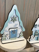 Load image into Gallery viewer, Winter Standing Houses File SVG, Glowforge, Igloo, Penguin, Snowman, Snowflake, Cabin, Ski lodge, LuckyHeartDesignsCO