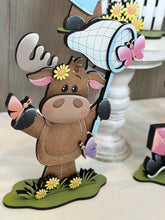 Load image into Gallery viewer, Moose Cow Spring Butterfly Standing Sign File SVG, Glowforge, Flower, Kite, Daisy Woodland Umbrella Tiered Tray LuckyHeartDesignsCo