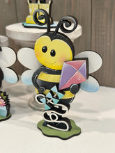Load image into Gallery viewer, Bee Spring Butterfly Standing Sign File SVG, Glowforge, Flower, Bumble, Kite, Daisy, Umbrella Tiered Tray LuckyHeartDesignsCo