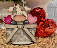 Load image into Gallery viewer, Dairy Cow Valentine Chocolate For The Flower Basket Interchangeable File SVG, TINY Flower, Rose, Tiered Tray Glowforge LuckyHeartDesignsCo