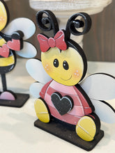 Load image into Gallery viewer, Bee Valentine Standing File SVG, Balloon, Cupid Candy Chocolate Love, Heart, Farm, Tiered Tray Glowforge LuckyHeartDesignsCo