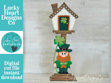 Load image into Gallery viewer, Leprechaun Clover Birdhouse Interchangeable File SVG, St. Patrick's, Day, Gold Holiday Shapes, Glowforge, Laser, LuckyHeartDesignsCo