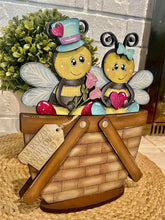 Load image into Gallery viewer, Bee Valentine Buzz For The Flower Basket Interchangeable File SVG, TINY, Floral, Honey, Bumble, Tiered Tray, Glowforge, LuckyHeartDesignsCo