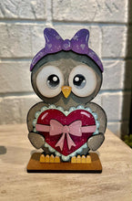Load image into Gallery viewer, Owl Valentines Standing File SVG, Glowforge, Love, Heart, Balloon, Candy, Rose, Flower, Bird, LuckyHeartDesignsCo