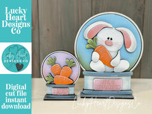 Load image into Gallery viewer, Floppy Easter Bunny Snow Globe Interchangeable File SVG, TINY Glowforge, Spring Carrots, Eggs Tiered Tray LuckyHeartDesignsCo