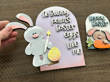 Load image into Gallery viewer, Floppy Easter Bunny Tall Arch Sign Interchangeable File SVG, TINY, INSERT only, Egg Carrot Glowforge Holiday Tiered Tray LuckyHeartDesignsCo