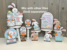 Load image into Gallery viewer, Floppy Easter Bunny For The Flower Basket Interchangeable File SVG, Easter Egg, Carrots, Tiered Tray, Glowforge, LuckyHeartDesignsCo