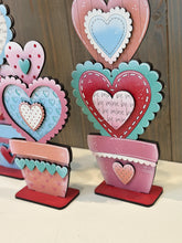 Load image into Gallery viewer, Stacking Chunky Hearts Standing Valentines File SVG, Glowforge, Love, Flower Pot, LuckyHeartDesignsCo