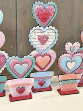 Load image into Gallery viewer, Stacking Chunky Hearts Standing Valentines File SVG, Glowforge, Love, Flower Pot, LuckyHeartDesignsCo