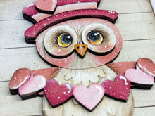 Load image into Gallery viewer, Owl Valentine Love Interchangeable Leaning Sign File SVG, Glowforge Tiered Tray, Bird, Love, Heart, LuckyHeartDesignsCo