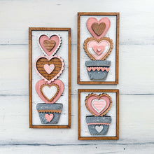 Load image into Gallery viewer, Stacking Chunky Heart Valentines Sign Trio File SVG, Glowforge, Plant, Pot, Love, Hearts, Valentine, LuckyHeartDesignsCo
