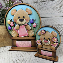 Load image into Gallery viewer, Bear Spring Flowers Snow Globe Interchangeable File SVG, TINY, Butterfly Glowforge, Woodland, Tulip, Daisy, Tiered Tray LuckyHeartDesignsCo