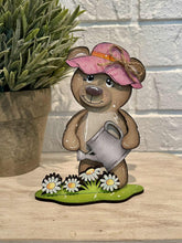 Load image into Gallery viewer, Bear Spring Standing Sign File SVG, Glowforge, Butterfly, Woodland Flower Kite, Bird, Daisy Umbrella Tiered Tray LuckyHeartDesignsCo