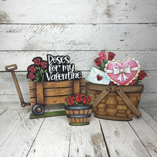Load image into Gallery viewer, Rose Valentine For The Flower Basket Interchangeable File SVG, TINY, Floral, Roses, Valentine's, Tiered Tray, Glowforge, LuckyHeartDesignsCo