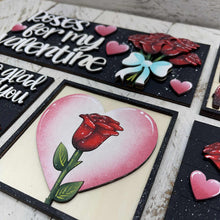 Load image into Gallery viewer, Rose Valentine Interchangeable Leaning Sign File SVG, Glowforge Flower, Roses, Tiered Tray, Love, Valentine's Day, LuckyHeartDesignsCo