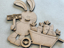 Load image into Gallery viewer, Floppy Easter Bunny Carrots Wheelbarrow Standing File SVG, Glowforge, Tiered Tray, Egg, Basket, Egg Hunt, LuckyHeartDesignsCo