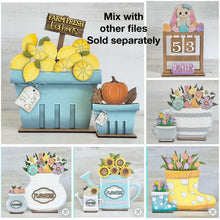 Load image into Gallery viewer, Hummingbird Flower Basket Interchangeable File SVG, Floral, Dragonfly, Butterfly Floral, Daisy, Tiered Tray, Glowforge, LuckyHeartDesignsCO