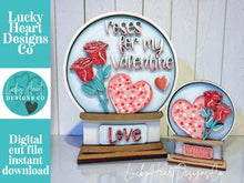Load image into Gallery viewer, Rose Valentine Snow Globe Interchangeable File SVG, TINY, Flower, Floral, Roses Glowforge, Love, Heart, Tiered Tray LuckyHeartDesignsCo