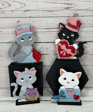 Load image into Gallery viewer, Cat Valentines Day Standing File SVG, Balloon, Love, Heart, Mailbox, Chocolate, Farm, Cupid, Puppy Tiered Tray Glowforge LuckyHeartDesignsCo