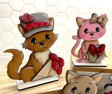Load image into Gallery viewer, Cat Valentines Day Standing File SVG, Balloon, Love, Heart, Mailbox, Chocolate, Farm, Cupid, Puppy Tiered Tray Glowforge LuckyHeartDesignsCo