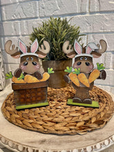 Load image into Gallery viewer, Moose Easter Carrots Standing File SVG, Glowforge, Tiered Tray, Woodland, Bunny, Basket, Egg Hunt, LuckyHeartDesignsCo