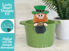 Load image into Gallery viewer, Leprechaun Clover Mug Hugger File SVG, Glowforge Tiered Tray, St. Patrick's Day, lucky, Tray Decor, Holiday, Topper, LuckyHeartDesignsCo
