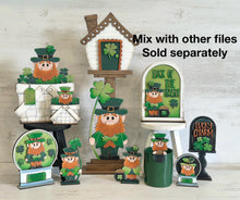 Load image into Gallery viewer, Leprechaun Tall Arch Sign Interchangeable File SVG, TINY, INSERT only Clover, Lucky Gold Glowforge, Holiday, Tiered Tray LuckyHeartDesignsCo