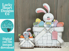 Load image into Gallery viewer, Floppy Easter Bunny For The Flower Basket Interchangeable File SVG, Easter Egg, Carrots, Tiered Tray, Glowforge, LuckyHeartDesignsCo