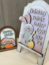 Load image into Gallery viewer, Floppy Easter Bunny Tall Arch Sign Interchangeable File SVG, TINY, INSERT only, Egg Carrot Glowforge Holiday Tiered Tray LuckyHeartDesignsCo