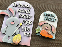 Load image into Gallery viewer, Floppy Easter Bunny Tall Arch Sign Interchangeable File SVG, TINY, INSERT only, Egg Carrot Glowforge Holiday Tiered Tray LuckyHeartDesignsCo