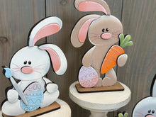 Load image into Gallery viewer, Floppy Easter Bunny Standing File SVG, Glowforge, Tiered Tray, Egg, Carrot, Basket, Egg Hunt, LuckyHeartDesignsCo