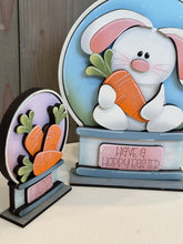 Load image into Gallery viewer, Floppy Easter Bunny Snow Globe Interchangeable File SVG, TINY Glowforge, Spring Carrots, Eggs Tiered Tray LuckyHeartDesignsCo