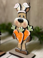 Load image into Gallery viewer, Dog Easter Bunny Standing File SVG, Glowforge, Tiered Tray, Egg, Carrot, Basket, Egg Hunt, Puppy, LuckyHeartDesignsCo