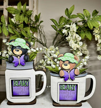 Load image into Gallery viewer, Spring Bear Bunny Mug Hugger File SVG, Glowforge, Butterfly, Farm Tiered Tray, Tray Decor, Woodland, Plant Topper, Gift, LuckyHeartDesignsCo