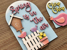 Load image into Gallery viewer, Spring Bird Tall Arch Sign Interchangeable File SVG, TINY, INSERT only Birdhouse, Tulip, Glowforge Holiday Tiered Tray LuckyHeartDesignsCo