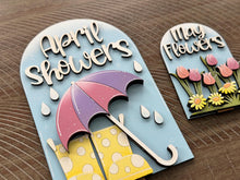 Load image into Gallery viewer, April May Spring Tall Arch Sign Interchangeable File SVG, TINY, INSERT only Boots Umbrella Glowforge Holiday Tiered Tray LuckyHeartDesignsCo