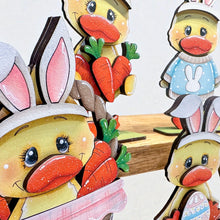 Load image into Gallery viewer, Duck Easter Bunny Standing File SVG, Umbrella, Swimming, Egg, Basket, Carrots, Tiered Tray Glowforge, LuckyHeartDesignsCo