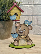 Load image into Gallery viewer, Bear Spring Standing Sign File SVG, Glowforge, Butterfly, Woodland Flower Kite, Bird, Daisy Umbrella Tiered Tray LuckyHeartDesignsCo