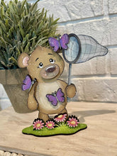 Load image into Gallery viewer, Bear Spring Standing Sign File SVG, Glowforge, Butterfly, Woodland Flower Kite, Bird, Daisy Umbrella Tiered Tray LuckyHeartDesignsCo