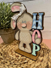 Load image into Gallery viewer, Floppy Easter Bunny HOP Standing File SVG, Glowforge, Tiered Tray, Egg, Basket, Egg Hunt, LuckyHeartDesignsCo