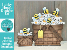 Load image into Gallery viewer, Bee Daisy For The Flower Basket Interchangeable File SVG, TINY, Daisies, Buzz, Flower Spring, Tiered Tray, Glowforge, LuckyHeartDesignsCo