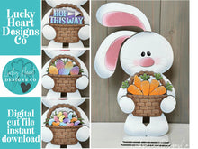 Load image into Gallery viewer, Floppy Easter Bunny Flower Basket Interchangeable File SVG, TINY, Eggs, Carrots, Jelly Beans Spring, Holiday, Glowforge, LuckyHeartDesignsCo