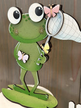 Load image into Gallery viewer, Frog Spring Standing Sign File SVG, Glowforge, Flower, Butterfly, Daisy, Watering can, Umbrella Tiered Tray LuckyHeartDesignsCo