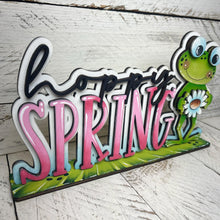 Load image into Gallery viewer, Frog Spring Shelf Sitter Sign File SVG, Glowforge, Flower, Butterfly, Daisy, Watering can, Umbrella Tiered Tray LuckyHeartDesignsCo