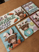 Load image into Gallery viewer, Highland Easter Carrots Interchangeable Leaning Sign File SVG, Glowforge Farm, Egg, Cow, Bunny, Tiered Tray, Spring, LuckyHeartDesignsCo