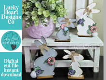 Load image into Gallery viewer, Flower Chunky Bunny Standing File SVG, Glowforge, Floral, Egg, Spring, LuckyHeartDesignsCo
