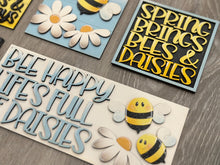 Load image into Gallery viewer, Bee Daisies Interchangeable Leaning Sign File SVG, Glowforge Spring, Summer, Daisy, Flower, Floral, Honey Tiered Tray, LuckyHeartDesignsCo